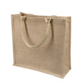 Wholesale Black Handle Reusable Bags Front Canvas Pocket Tote Jute Shopping Bag with Customized Logo